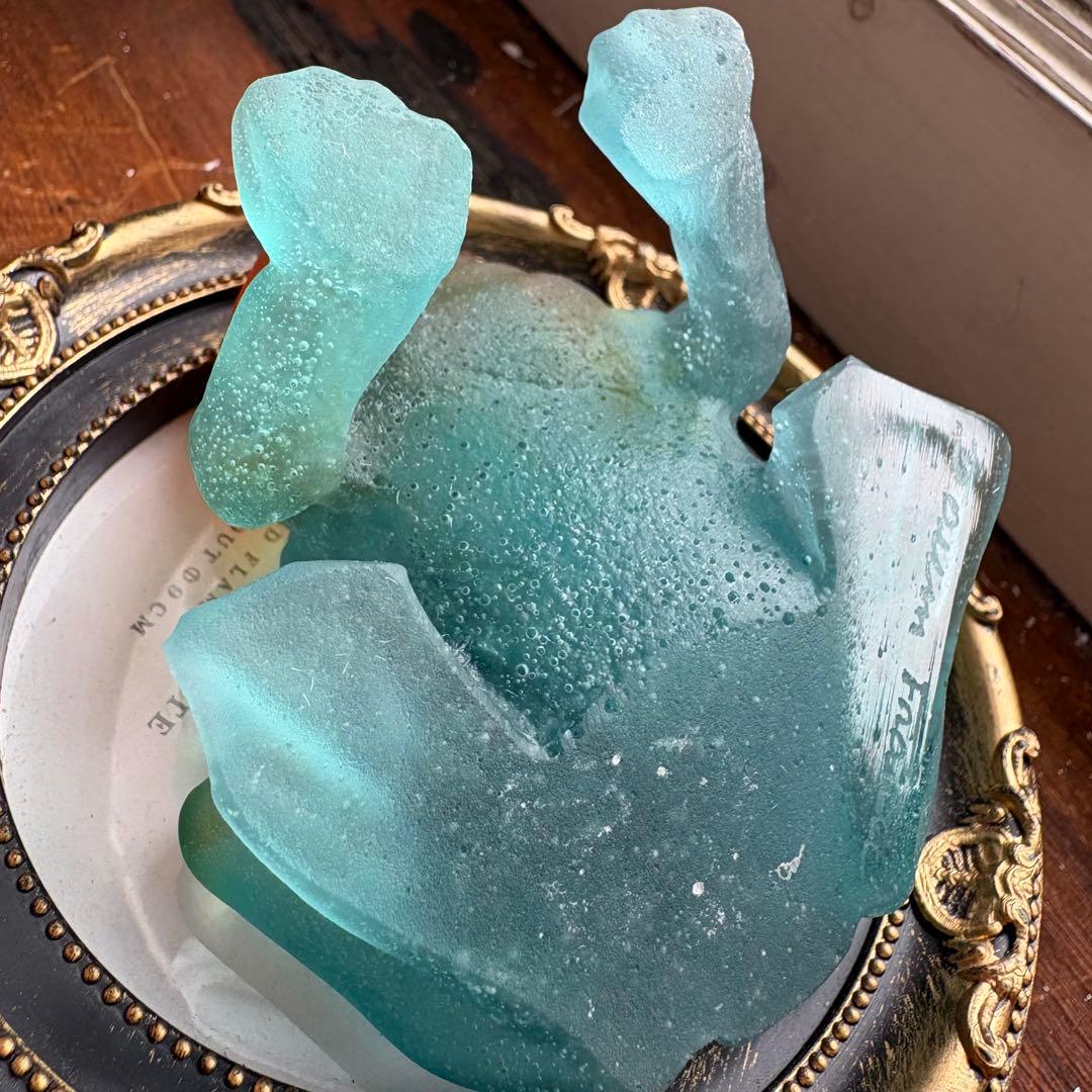 ドームフランス カエル 置物 クリスタル 水晶 浄化 フランス製ガラス ナンシー