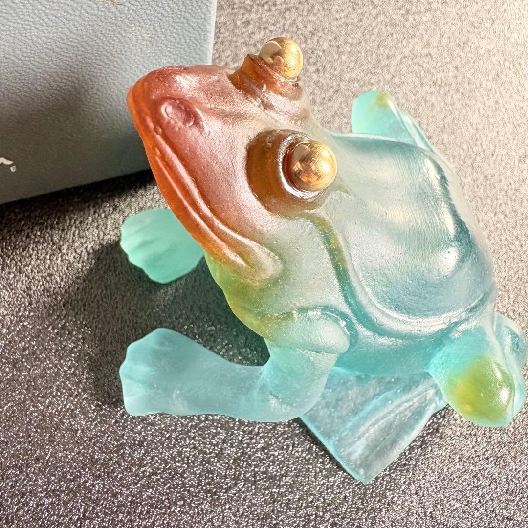 ドームフランス カエル 置物 クリスタル 水晶 浄化 フランス製ガラス ナンシー