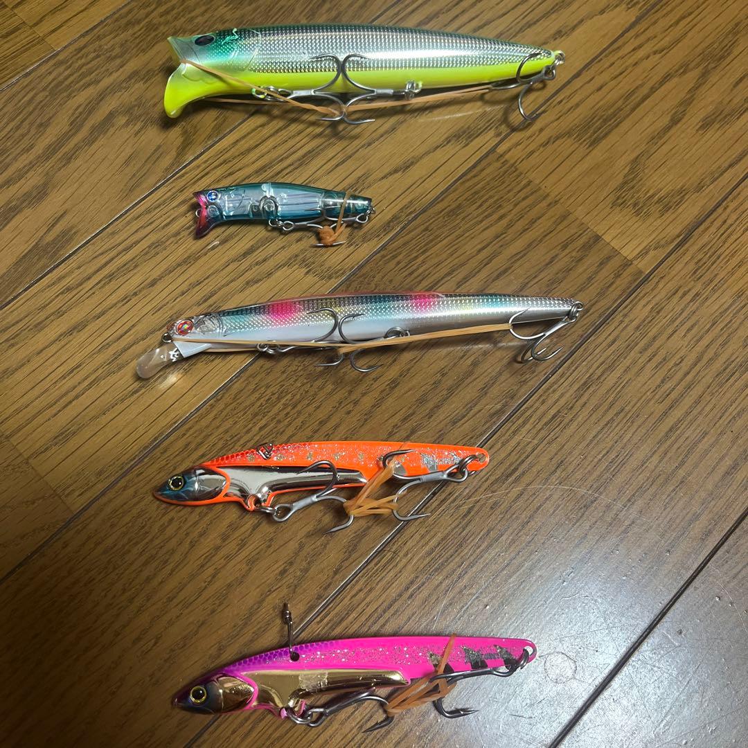 青物 シーバス ルアー まとめ売り 15個 ブルーブルーケース フック オマケ