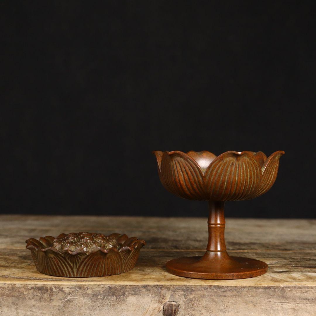 銅 細工 蓮華香炉 室内盤香塔 香篆炉 茶室香薫炉 工芸品 美術品 置物