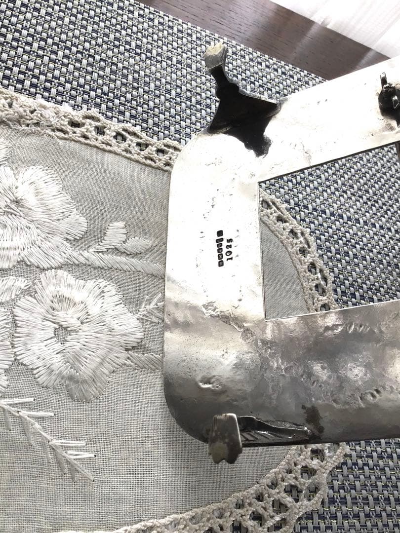 イギリスアンティーク、シルバーとガラスの持ち手付き深皿