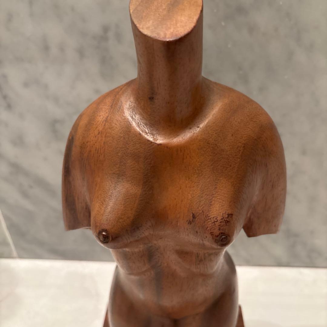 アメリカビンテージ　ミッドセンチュリー生命感のある造形美　裸婦像の木彫り彫刻