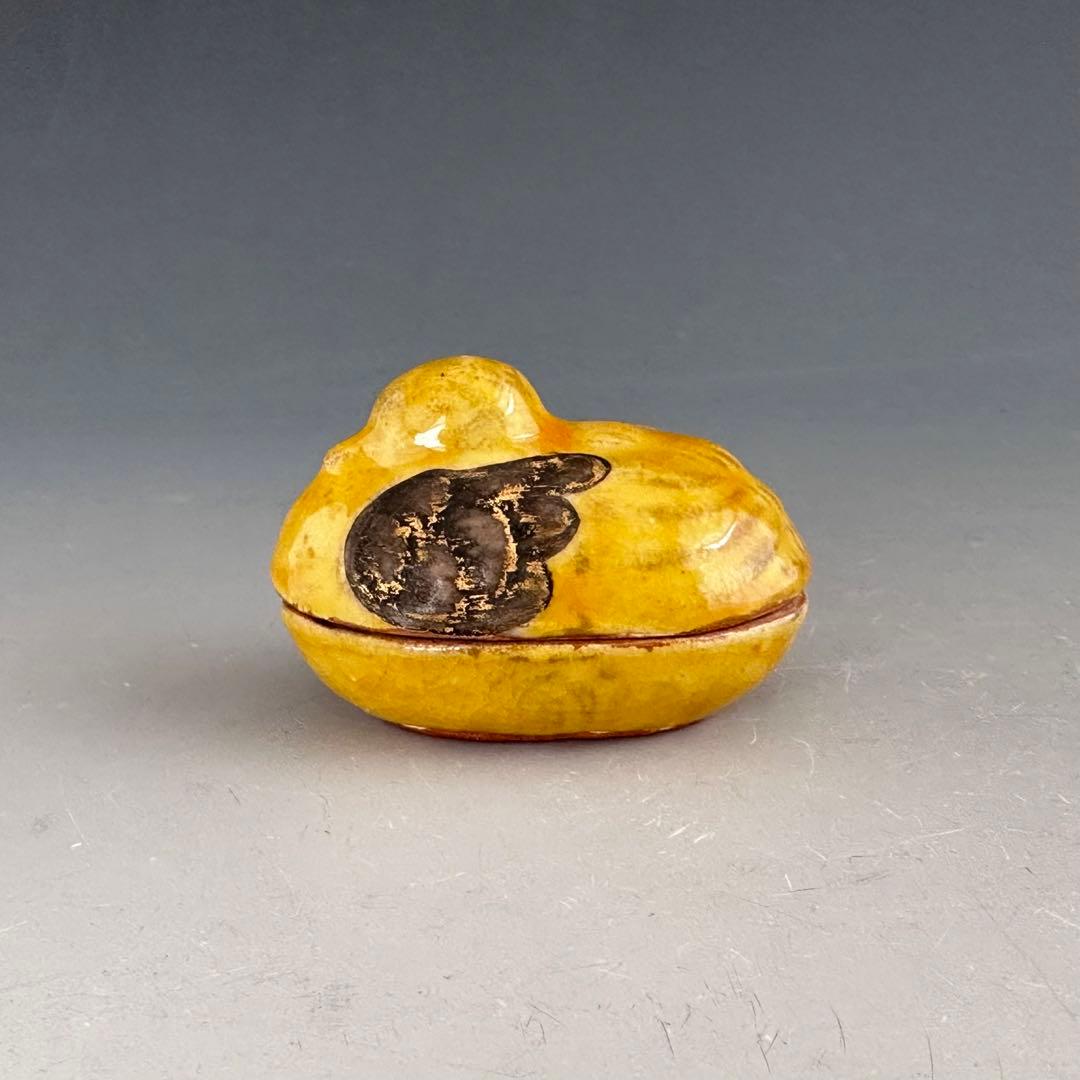 茶道具　黄鴨　香合　四代　眞清水蔵六　共箱　形物香合　陶芸　京焼　茶会　炭点前