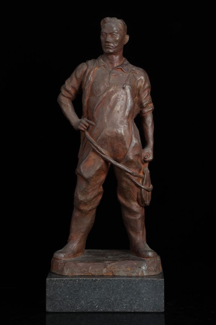 彫刻家【茂木弘次】ブロンズ彫刻 漁師像 男性像 高さ54cm 銅像 骨董 古美術