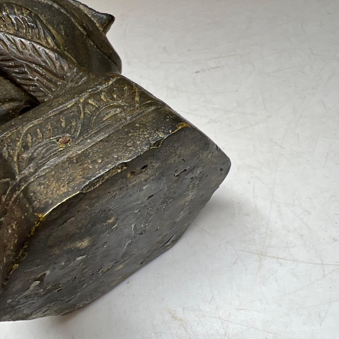 中国古玩古銅鳥置物　ケース付　733g高12.5㎝　東Y7-0702⭐︎2Fトヒオ