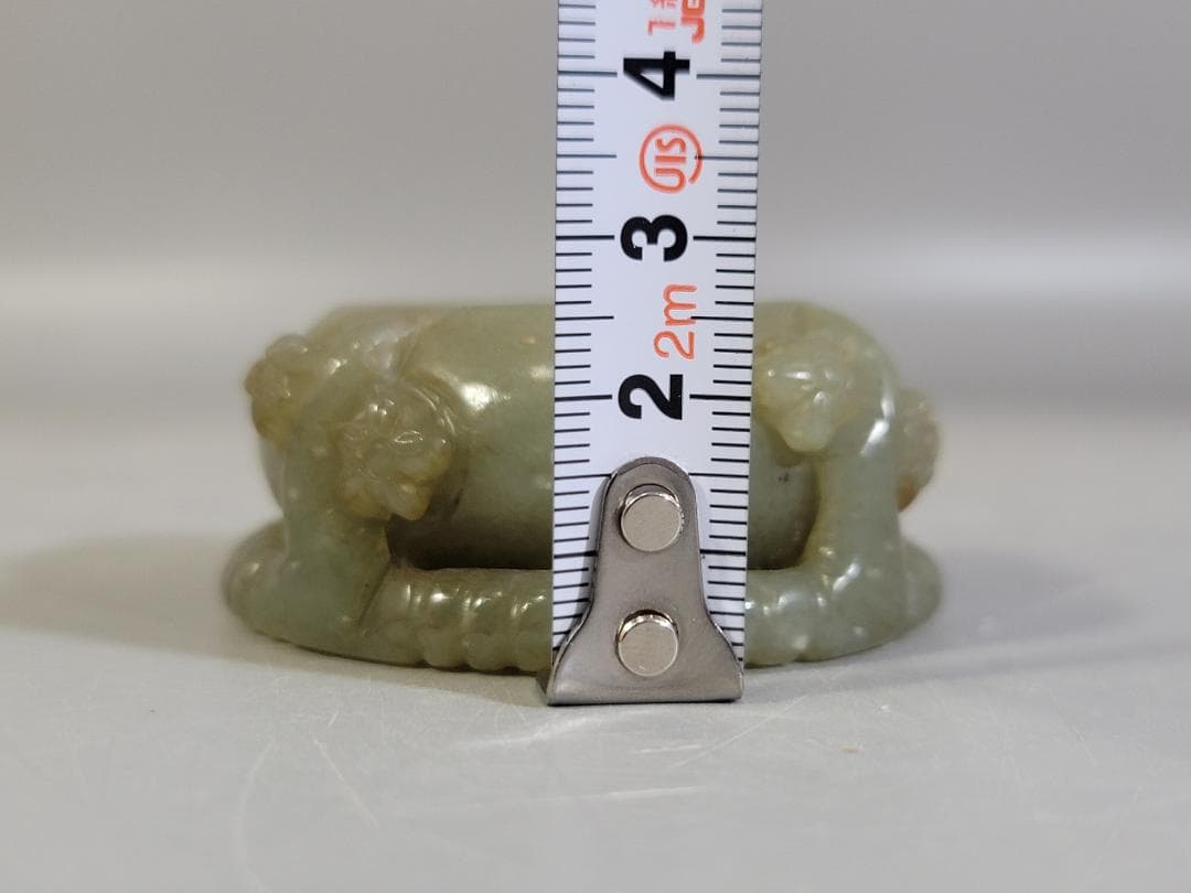 和田玉水孟　幅約6.5㎝　古玉彫刻 花彫紋 細工 書道具 唐物 中国美術 古玩