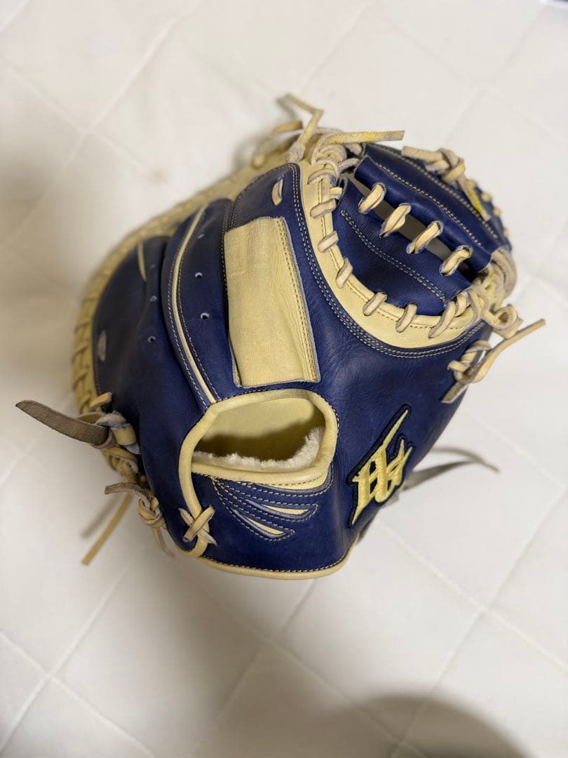 【メーカー型付け済み即使用可】硬式・軟式用キャッチャーミット　ハイゴールド　真極