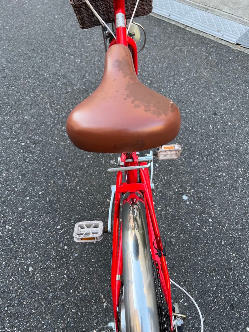 TOPONE 24インチ 自転車 赤 前カゴ付き 6段変速