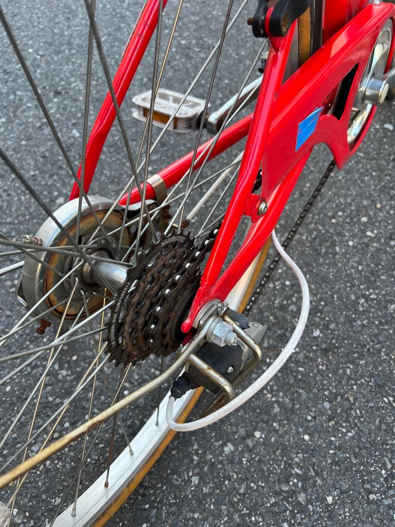 TOPONE 24インチ 自転車 赤 前カゴ付き 6段変速