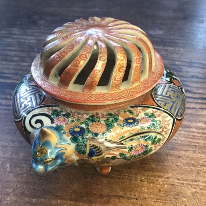 九谷庄三銘　割取画香炉