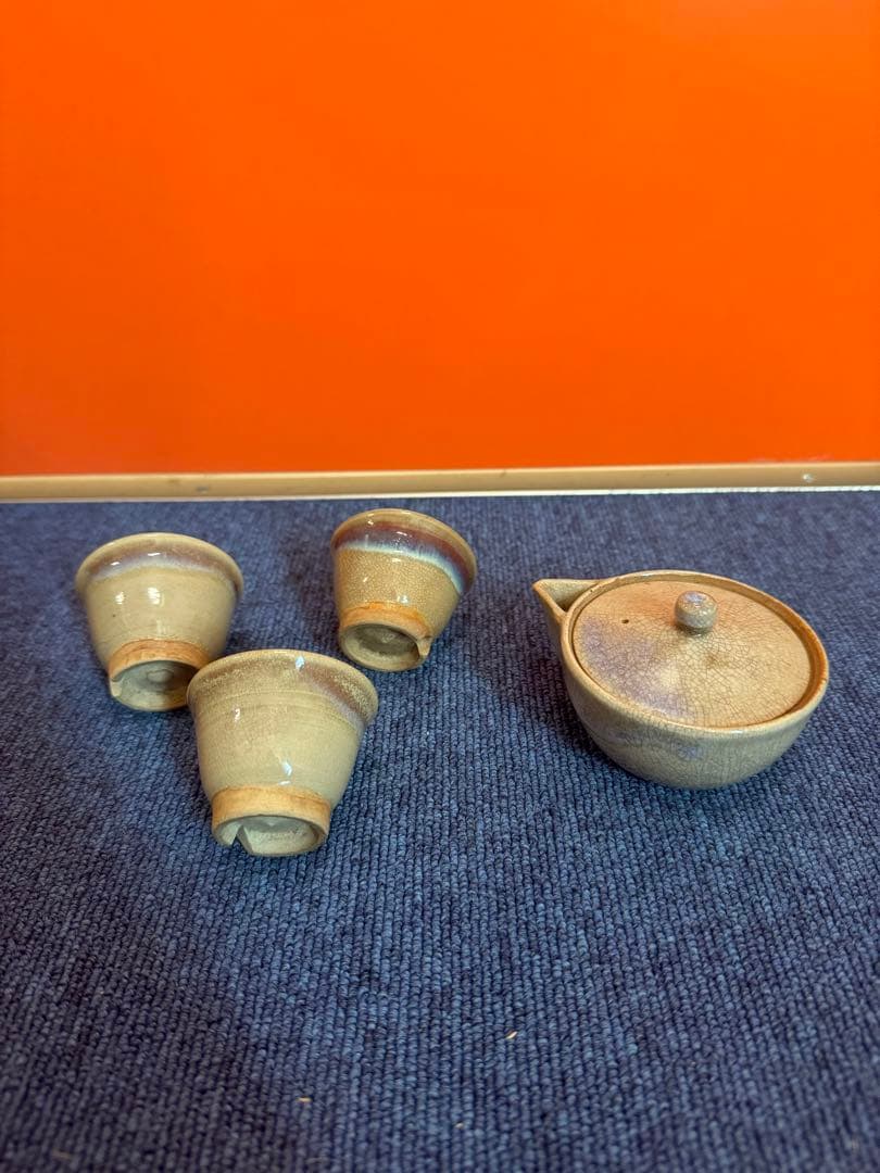 1582 萩焼　宝瓶1客　湯呑3客