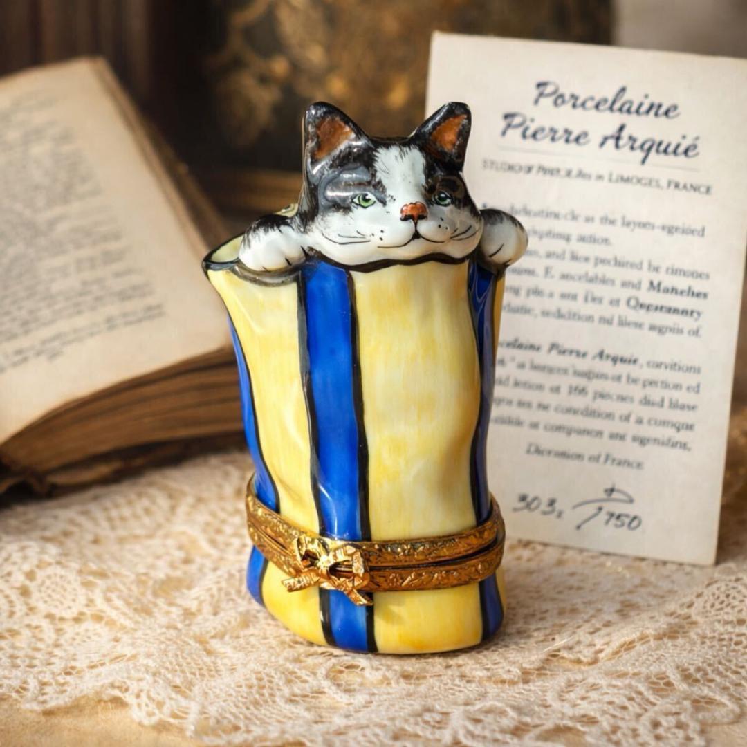 【世界限定750点】 リモージュボックス 猫 証明書付 フランス 小物入れ