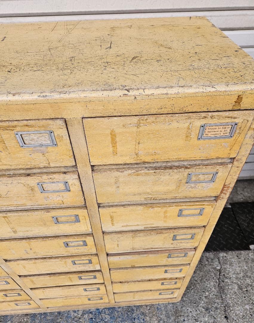 USヴィンテージ 古い木の小引出し 24杯 ファイルキャビネット 収納 古家具