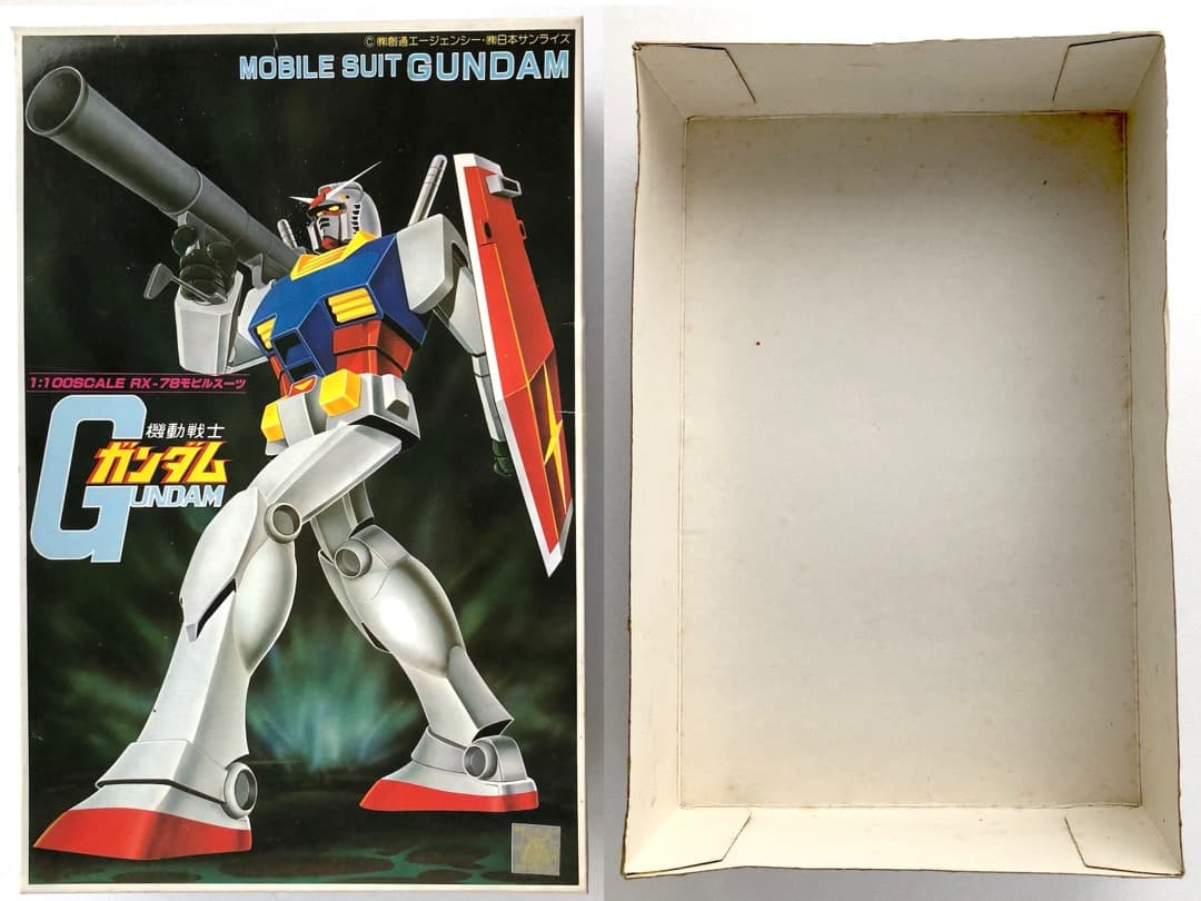 レア初版★機動戦士ガンダム1/100 本体なし★空箱とシールド バンザイマーク