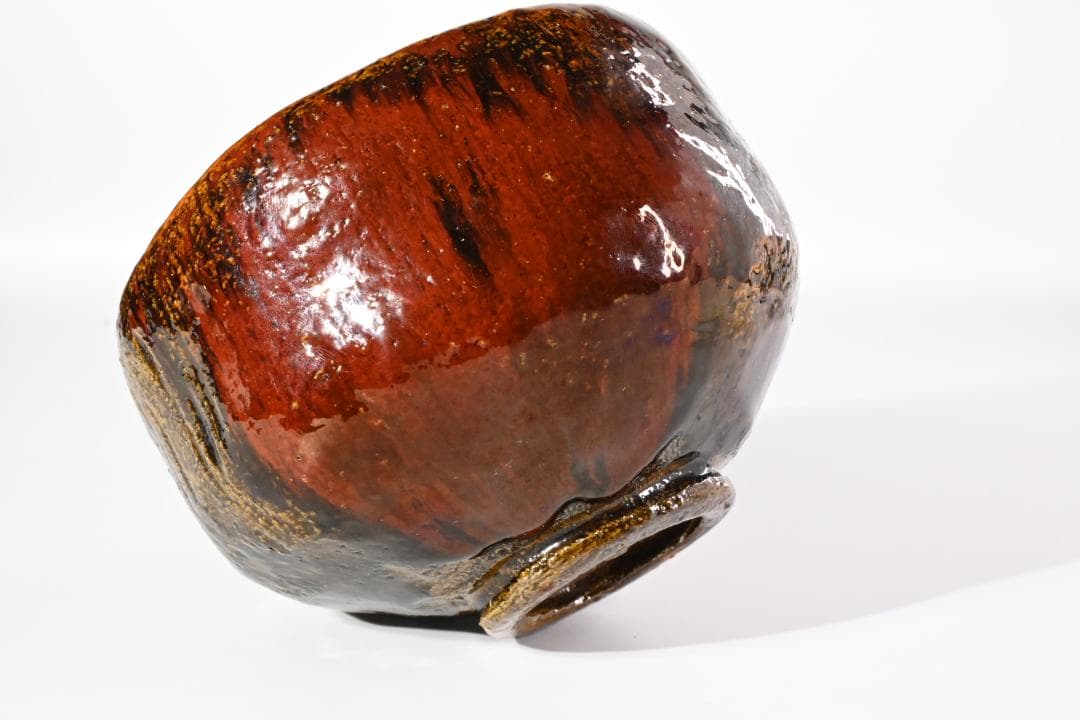 【真作保証】九代 大樋長左衛門 造 飴釉 茶碗 共箱 茶道具 茶碗