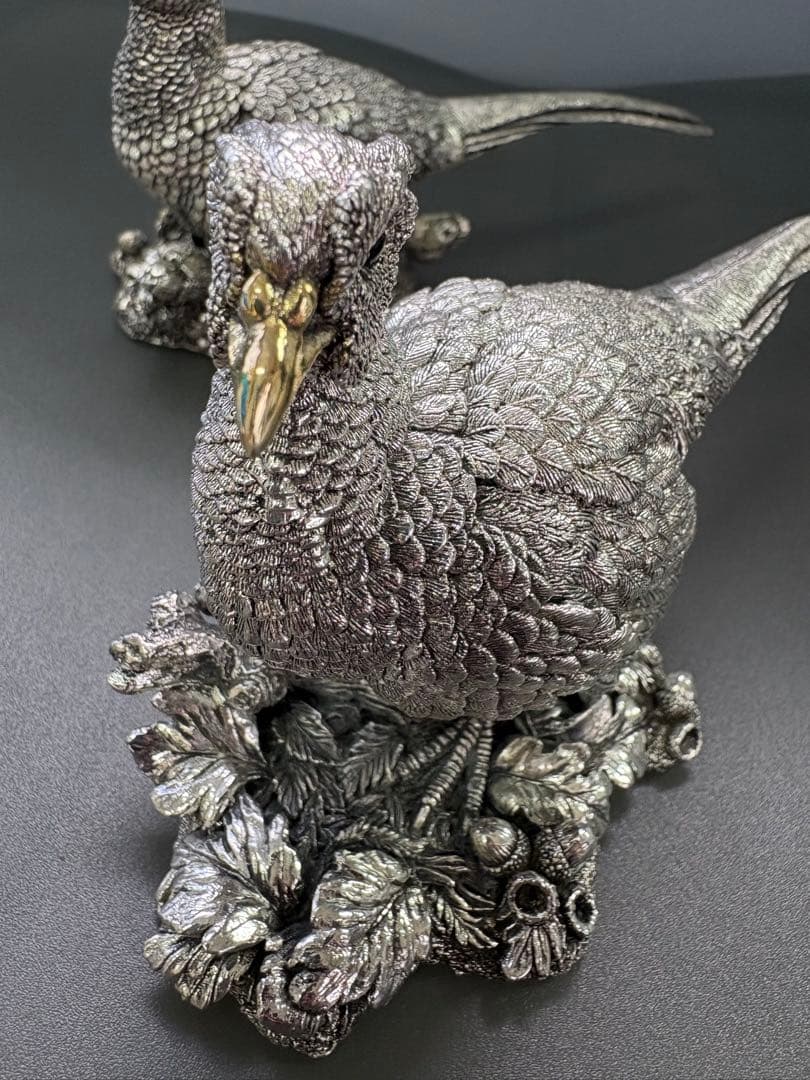 英国カントリーアーティスト社 純銀張彫刻 雄雌2体<No.1444>