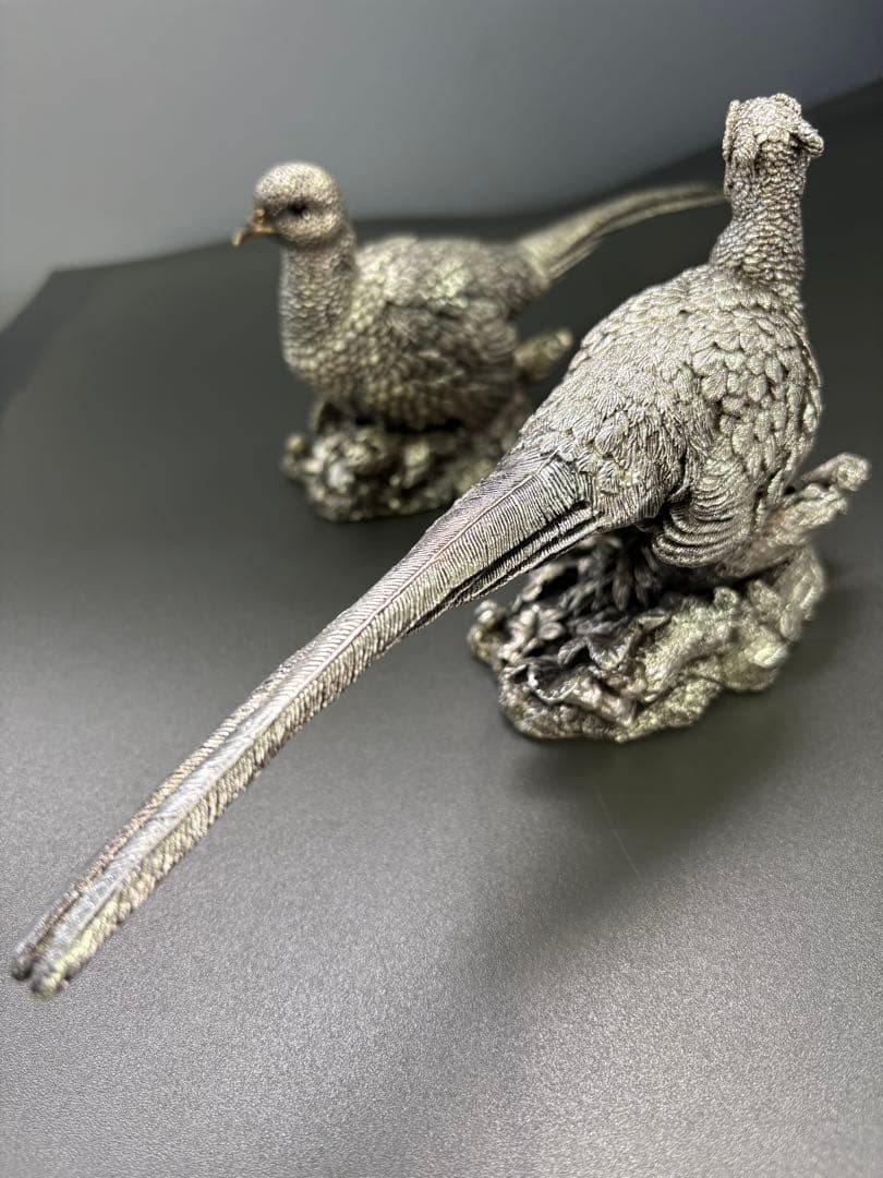 英国カントリーアーティスト社 純銀張彫刻 雄雌2体<No.1444>