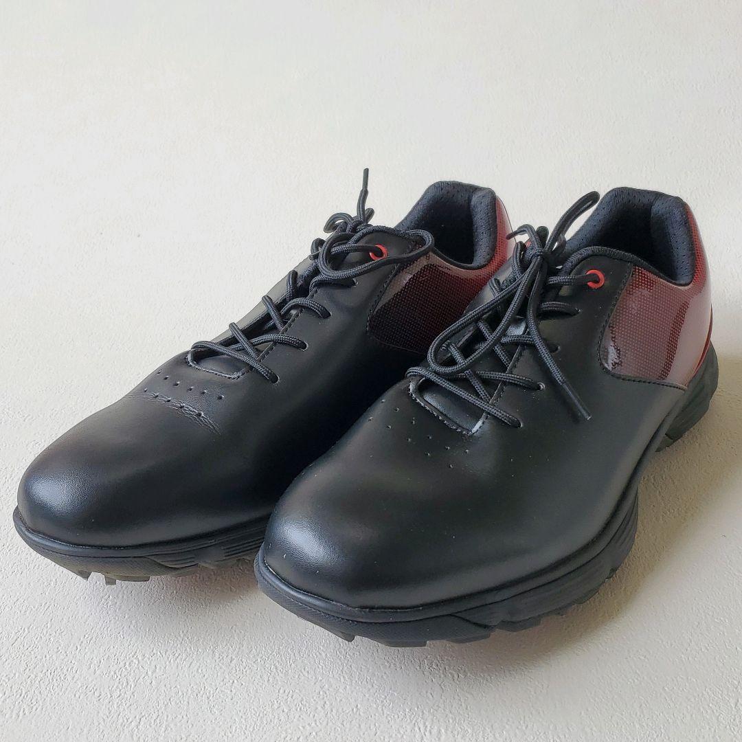 THE STORE UK15 33cm ゴルフシューズ 黒/赤 合成皮革