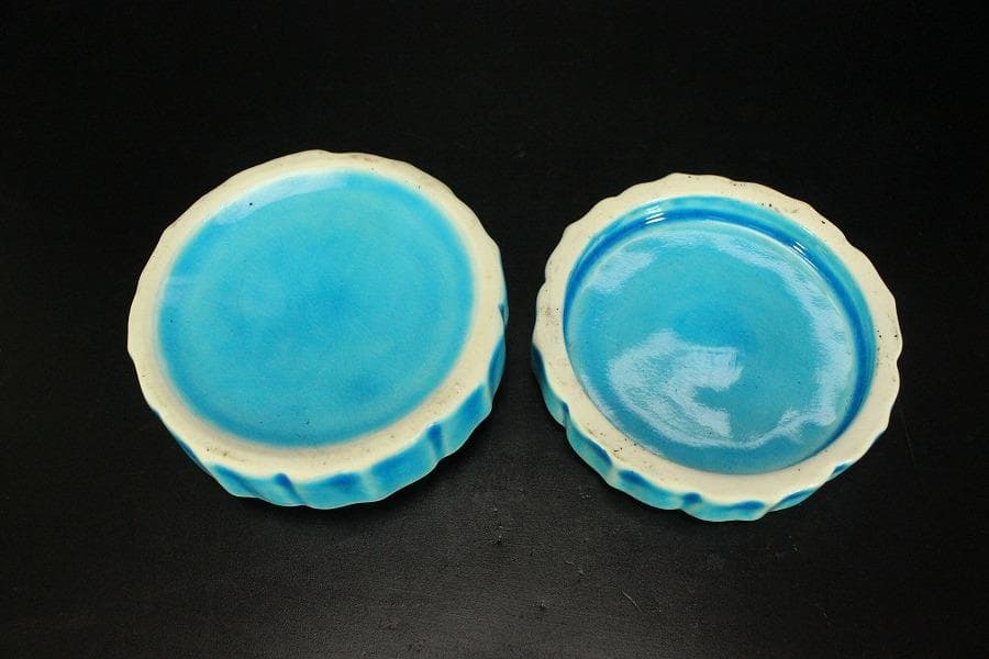 茶道具 浅黄交趾 香合 木箱付(メ1131)