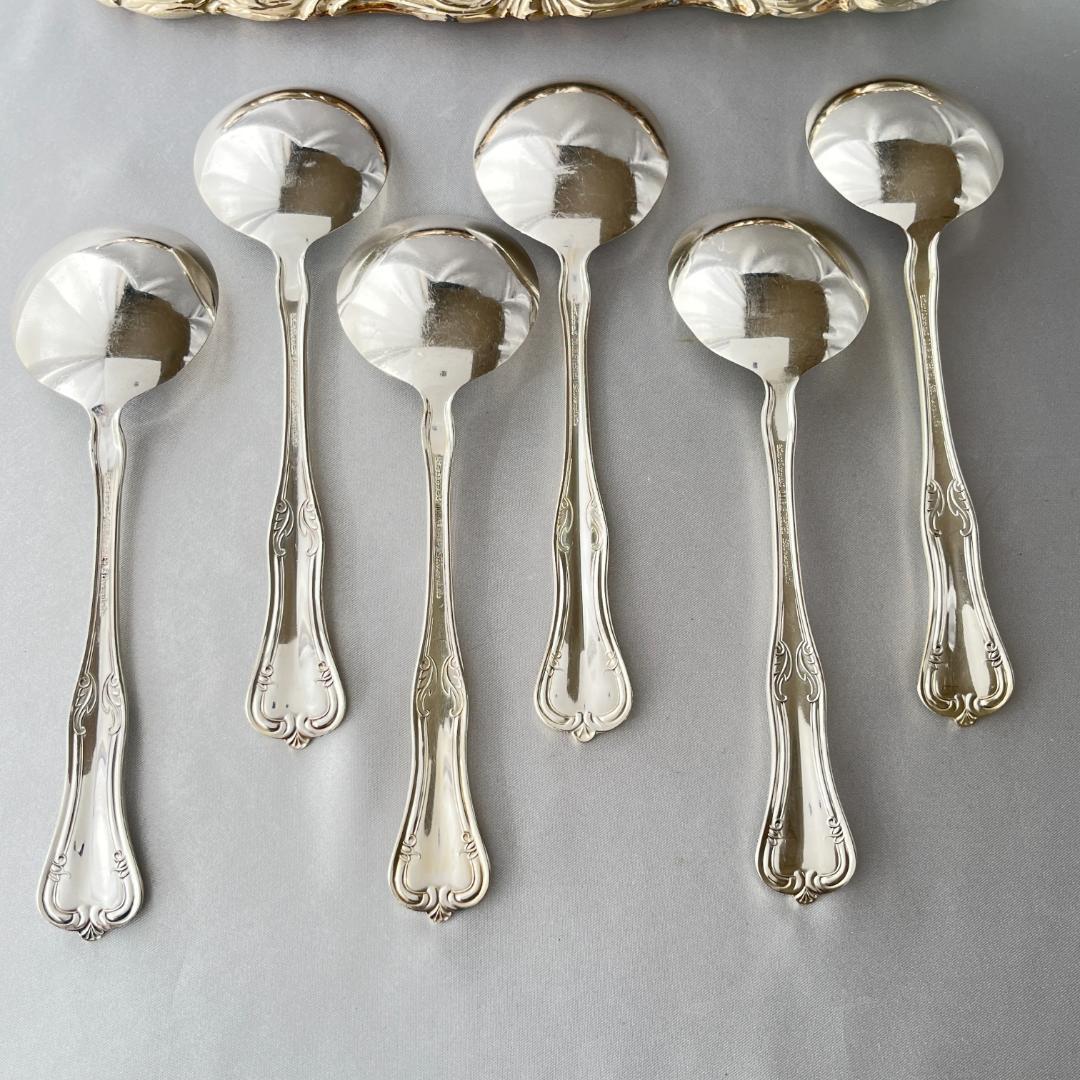 【National Silver】 クイーンエリザベス スープスプーン 6本
