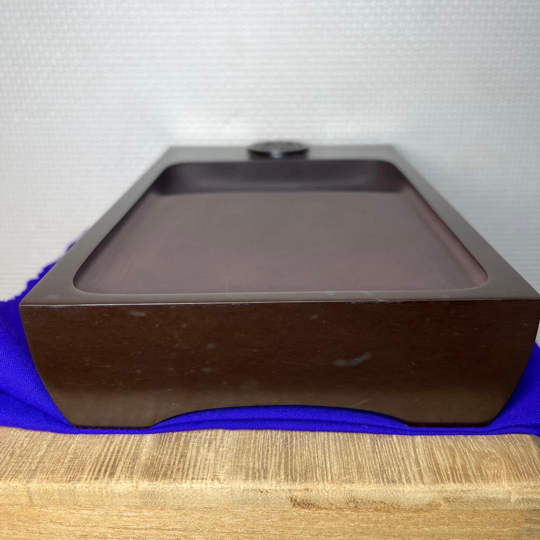 ⭕️赤間硯　名工　三代　日枝玉峯　特殊作品　彫刻長方研　美品　逸品　工芸品　桐共箱