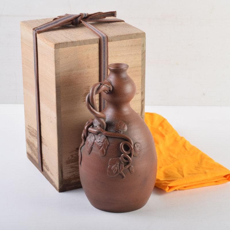 くう　桂又三郎極め　江戸中期　古備前　蔓付瓢徳利　共箱　V　9003