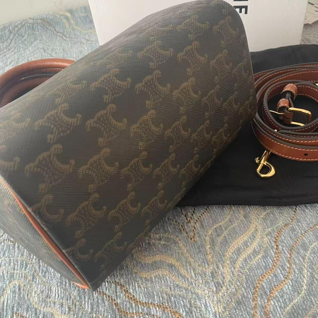 美品 スモールボストン トリオンフキャンバス＆カーフスキン