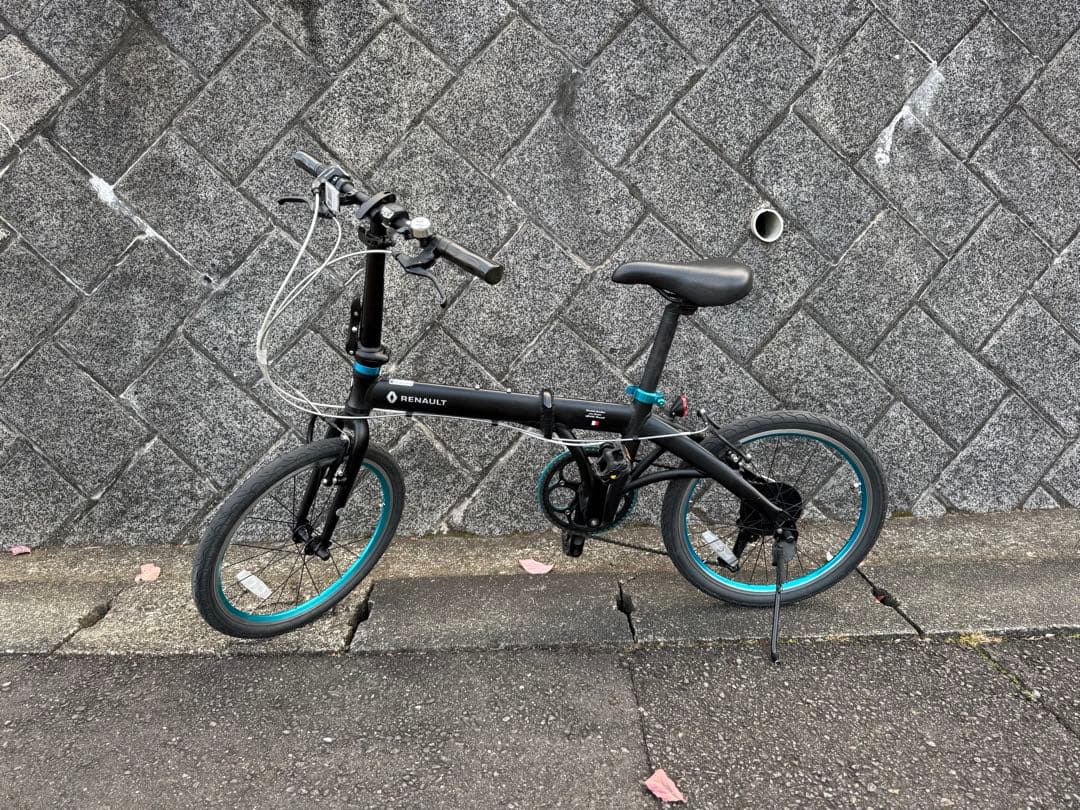 送料込みRENAULT 折りたたみ自転車 ブラック/ターコイズ