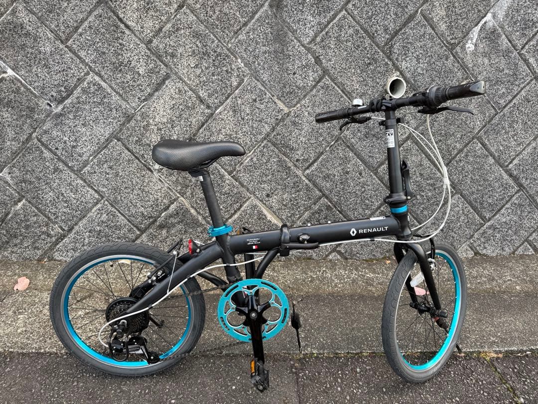 送料込みRENAULT 折りたたみ自転車 ブラック/ターコイズ