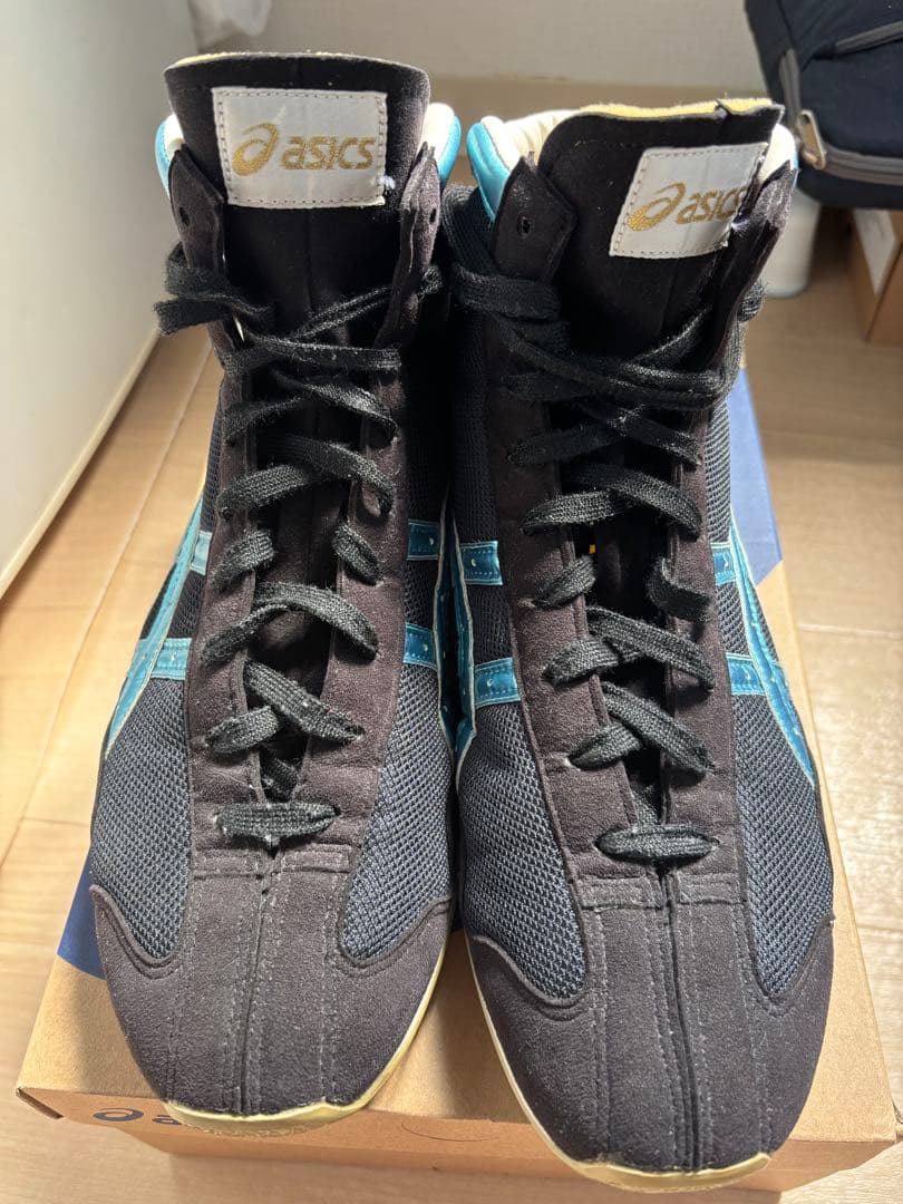 asics ボクシングシューズ 黒/水色