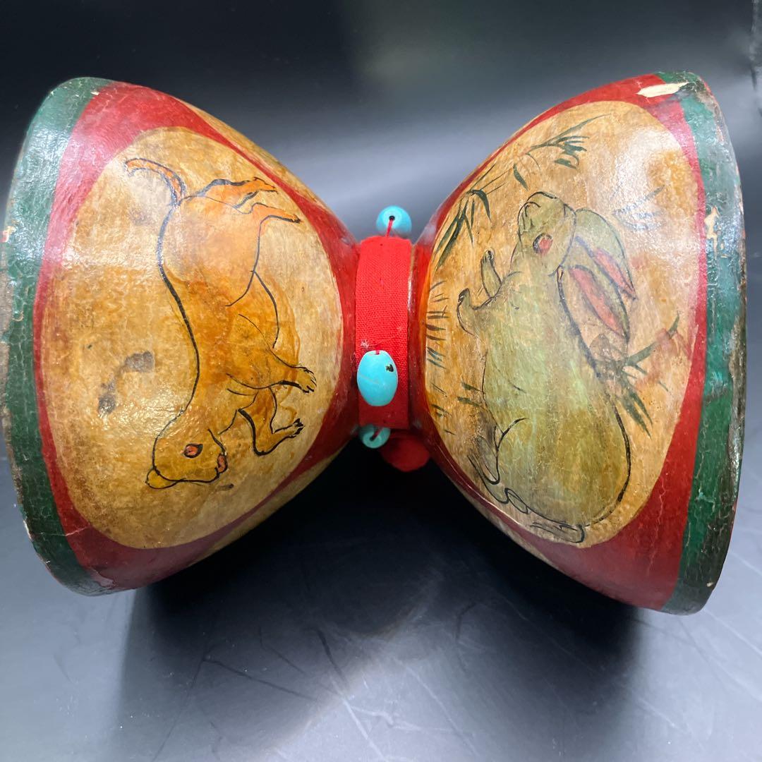 小太鼓 中国 骨董 干支 動物 太鼓 打楽器 アンティーク