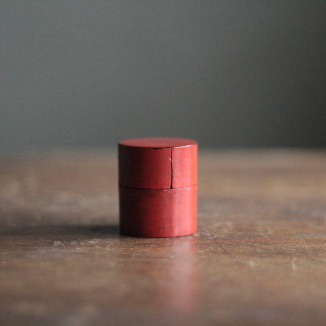 朱塗り 薬入れ 筒容器 漆器 古美術 古道具 アンティーク