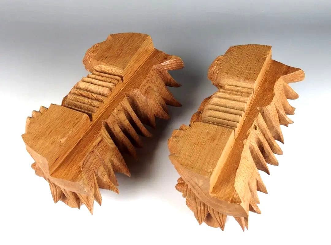 【木彫　獅噛】2個セット　獅子噛み　鬼板　だんじり　地車　曳山　山車　祭り屋台