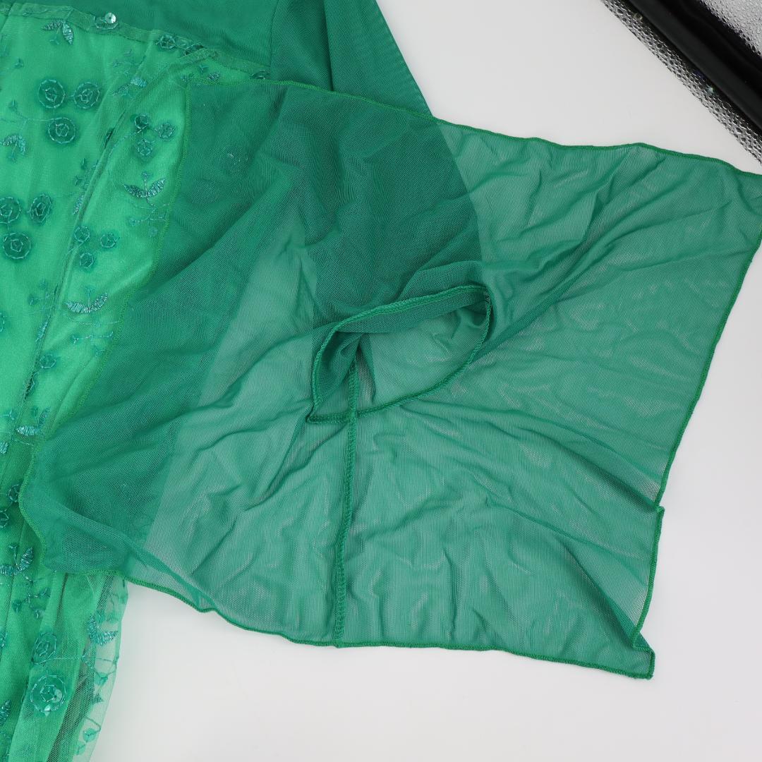 【美品 社交ダンス衣装】鮮やかグリーン×レース地 ドレス スタンダード モダン