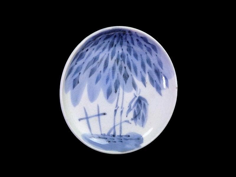 古伊万里　染付　竹笹の図　２寸半皿　豆皿　E596AS-CUh