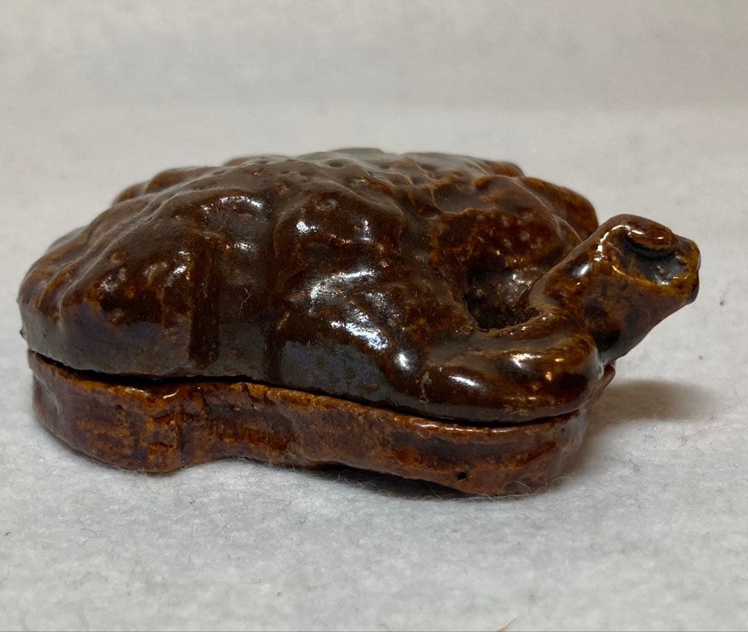 B313h 「大樋焼 霊芝香合」前大徳誡堂箱書付桐箱　香道具　茶道具