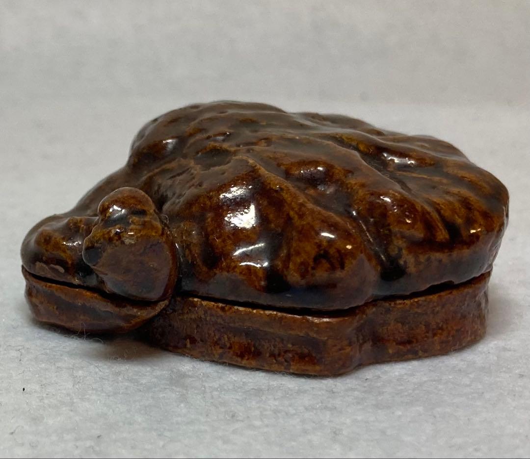 B313h 「大樋焼 霊芝香合」前大徳誡堂箱書付桐箱　香道具　茶道具