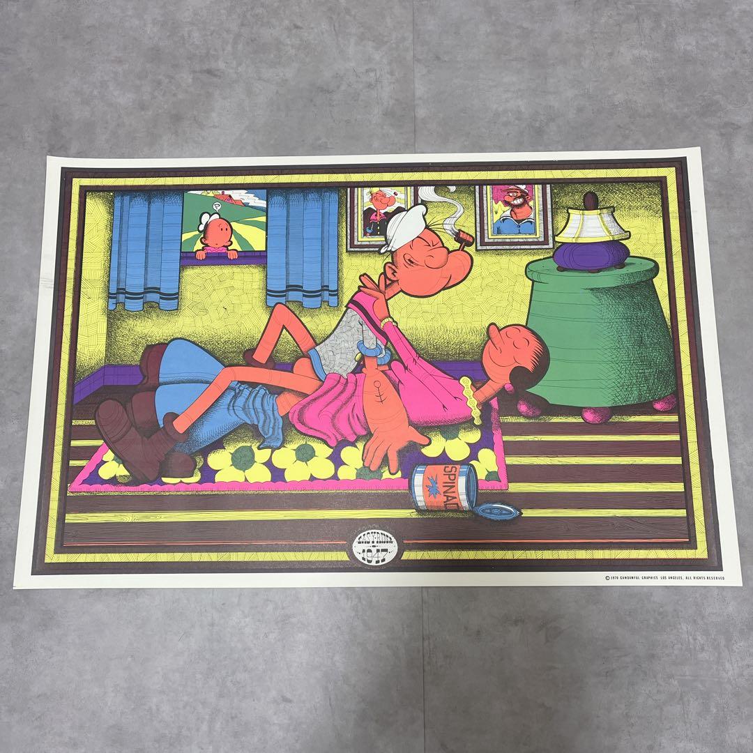 70s ブラックライトポスター ポパイ オリーブ