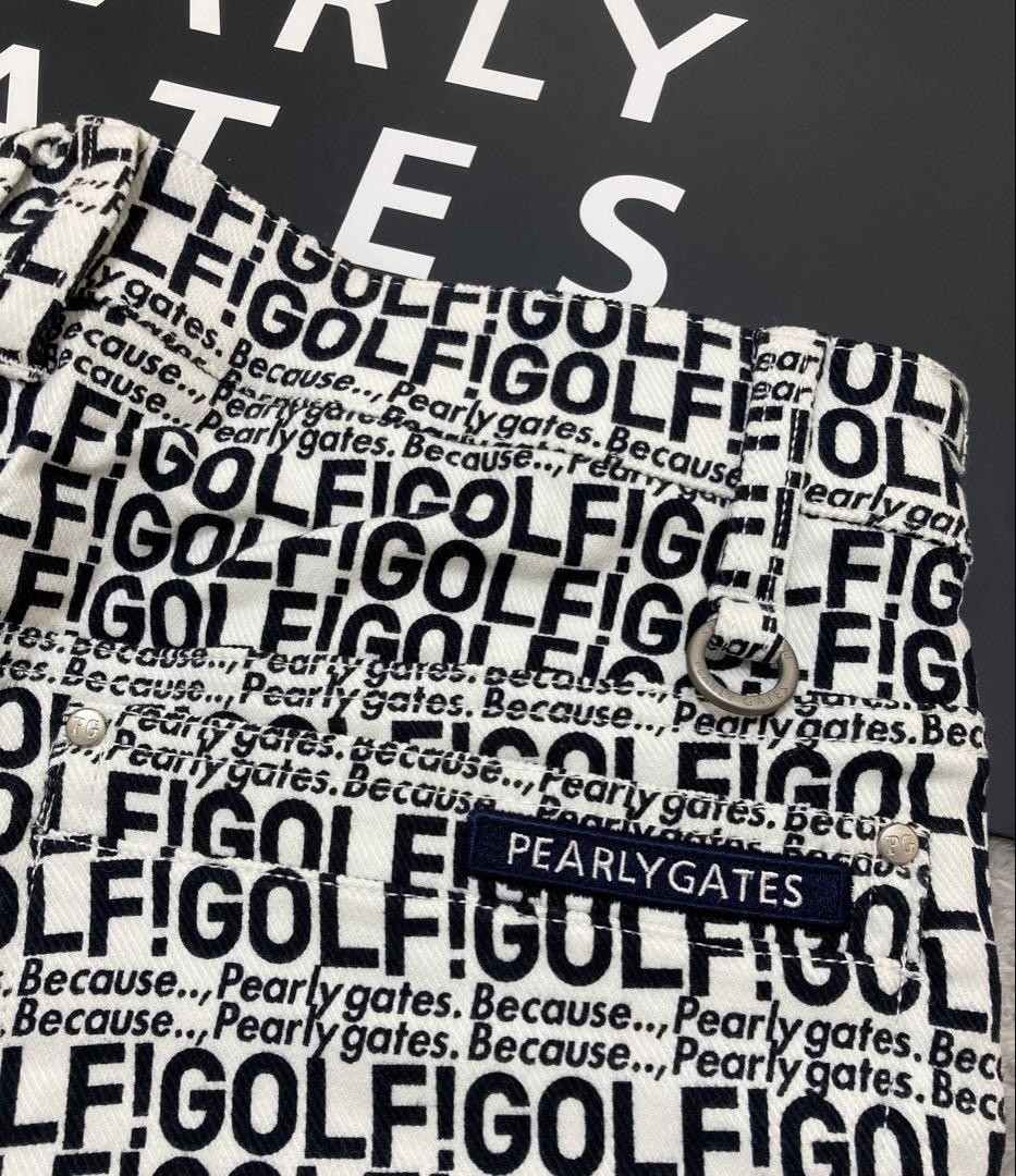 新品 パーリーゲイツ コットンストレッチカルゼ表ピーチ パンツ(5)サイズL/白