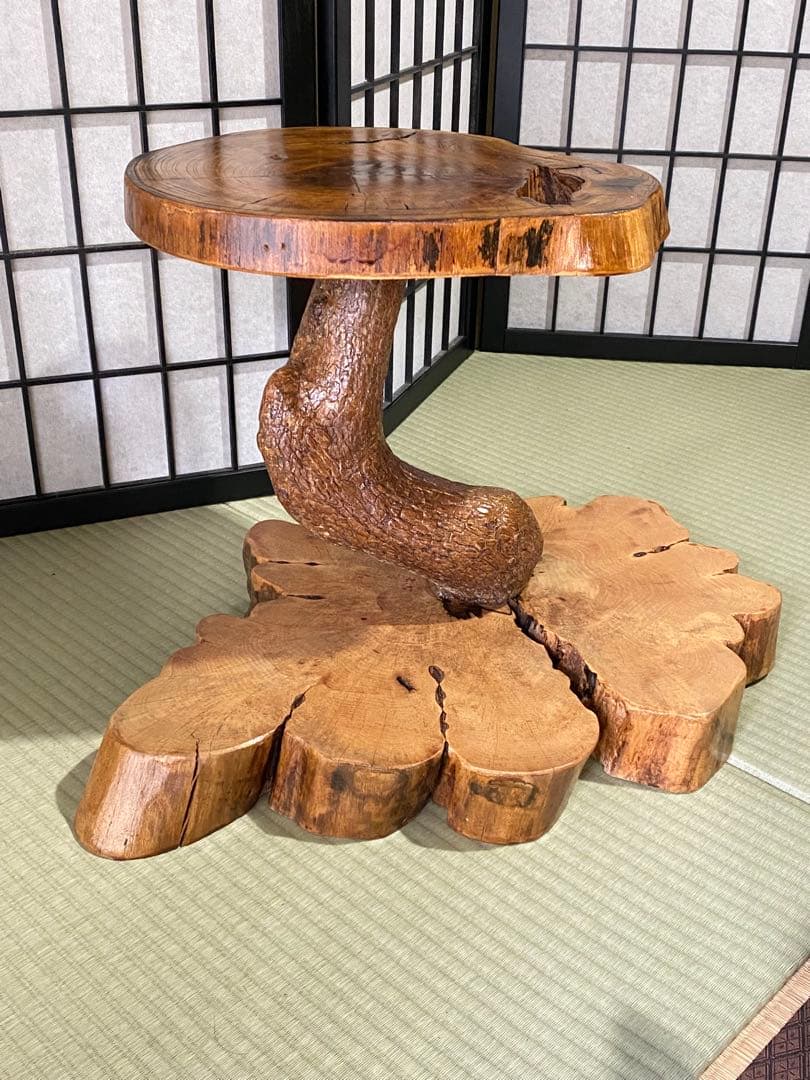 自然木製 和風座卓 盆栽飾り台