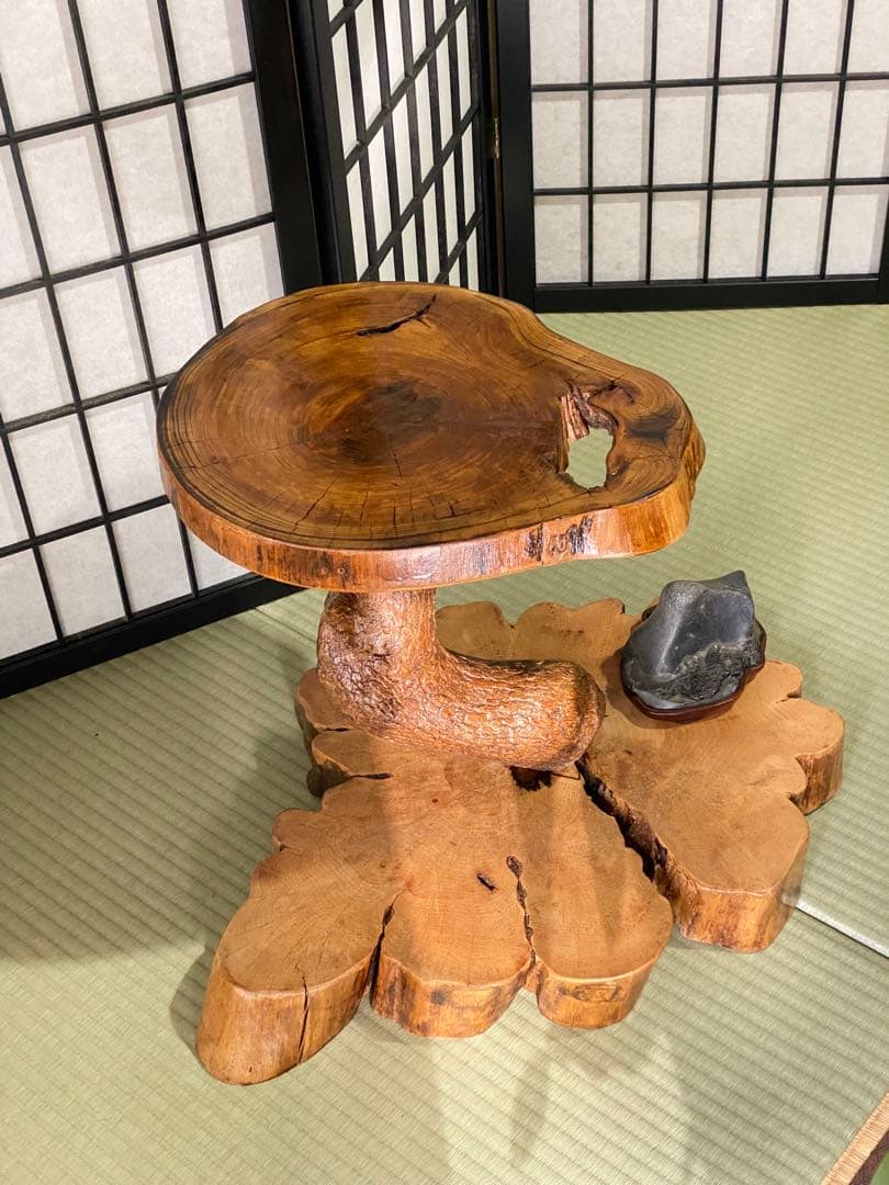 自然木製 和風座卓 盆栽飾り台