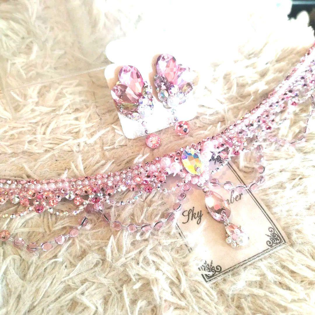 mi様　大人ラブリーなピンクのネックレス　イヤリング　社交ダンス　ベリーダンス