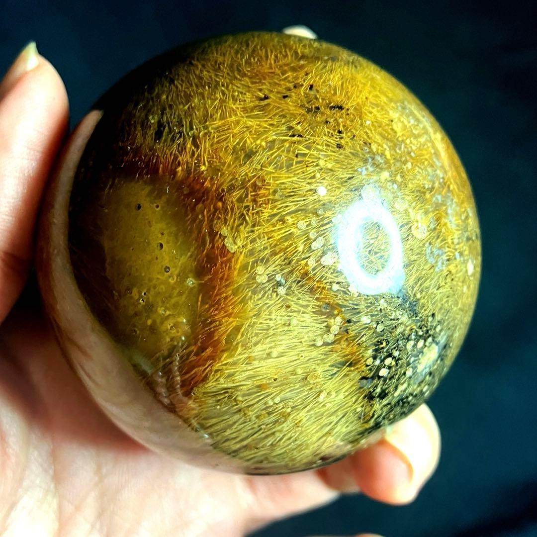 超大玉　65mm ゴールドスモーキールチルクォーツ　金針水晶　パワーストーン