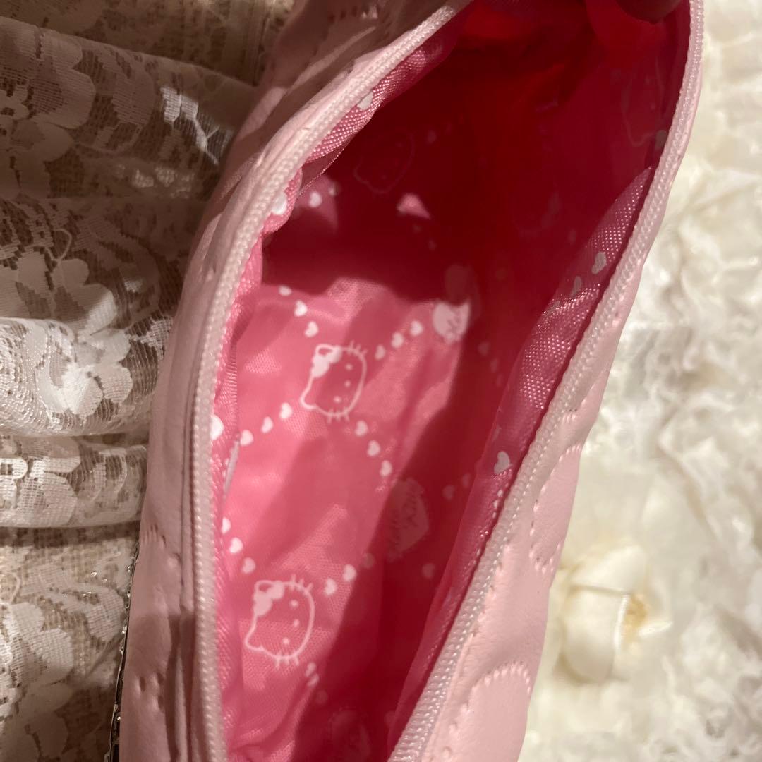 キティ ♡ハート型押し ラインストーンキラキラポーチ