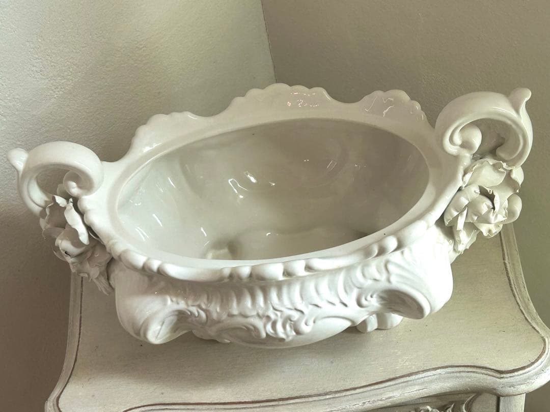 【希少特価】 フランス　アンティーク　ジャルディニエール　陶器製　蓋付き