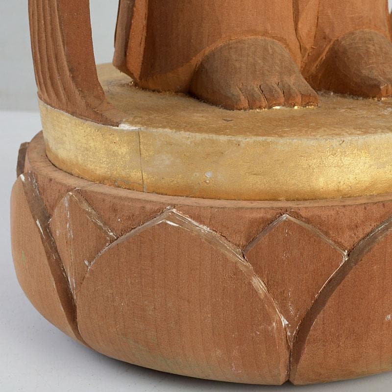 仏教美術　芳正作　木彫塗金　観音立像　仏像　置物　V　9405