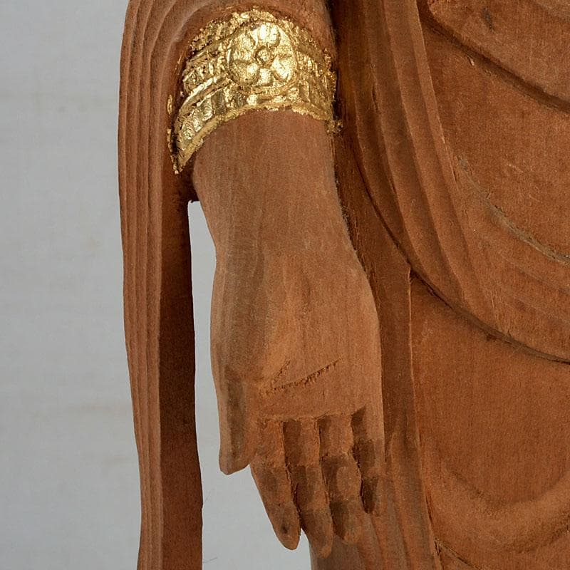 仏教美術　芳正作　木彫塗金　観音立像　仏像　置物　V　9405