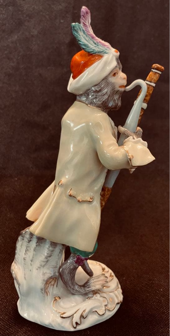 【美品】マイセン 猿の楽団 ファゴット イエロージャケットフィギュリン 1級品