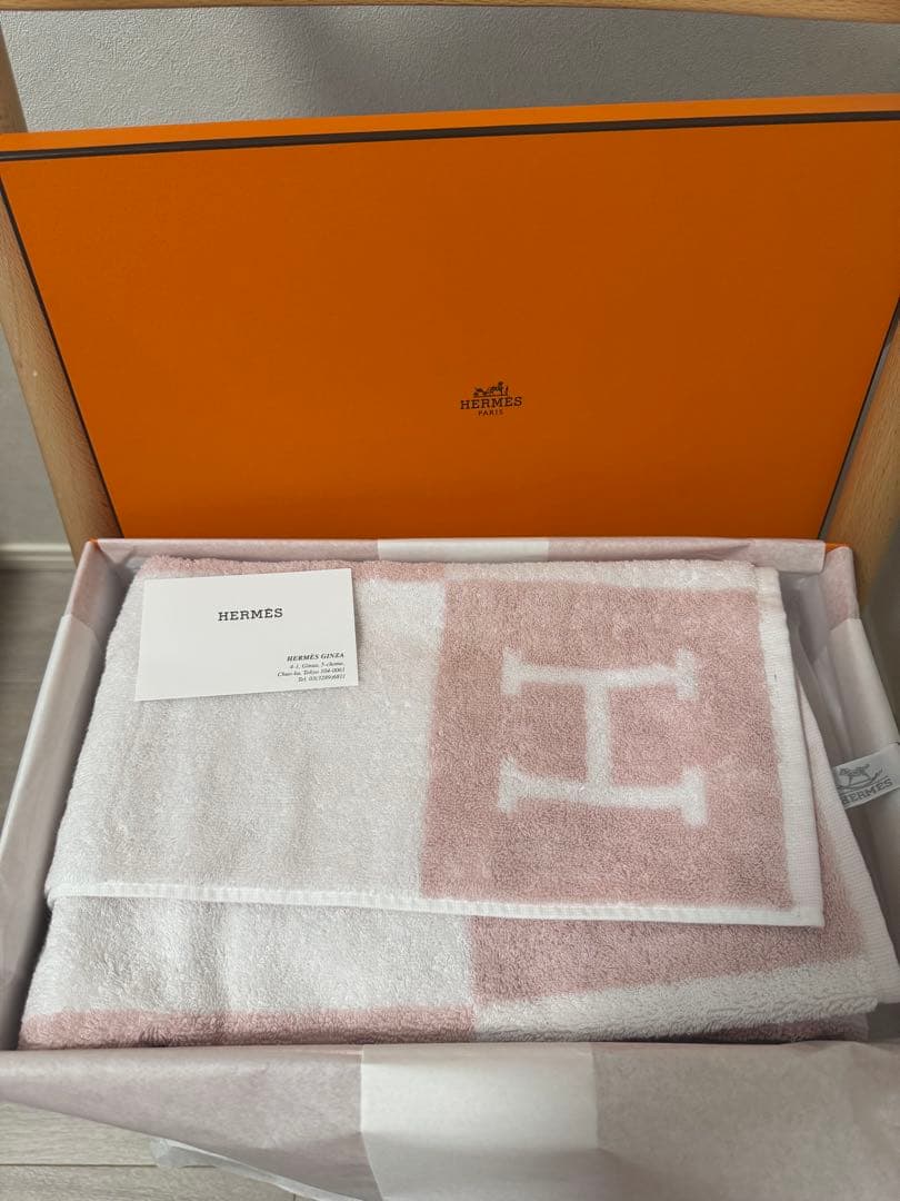 【新品】HERMES バスタオル タオルケットピンク