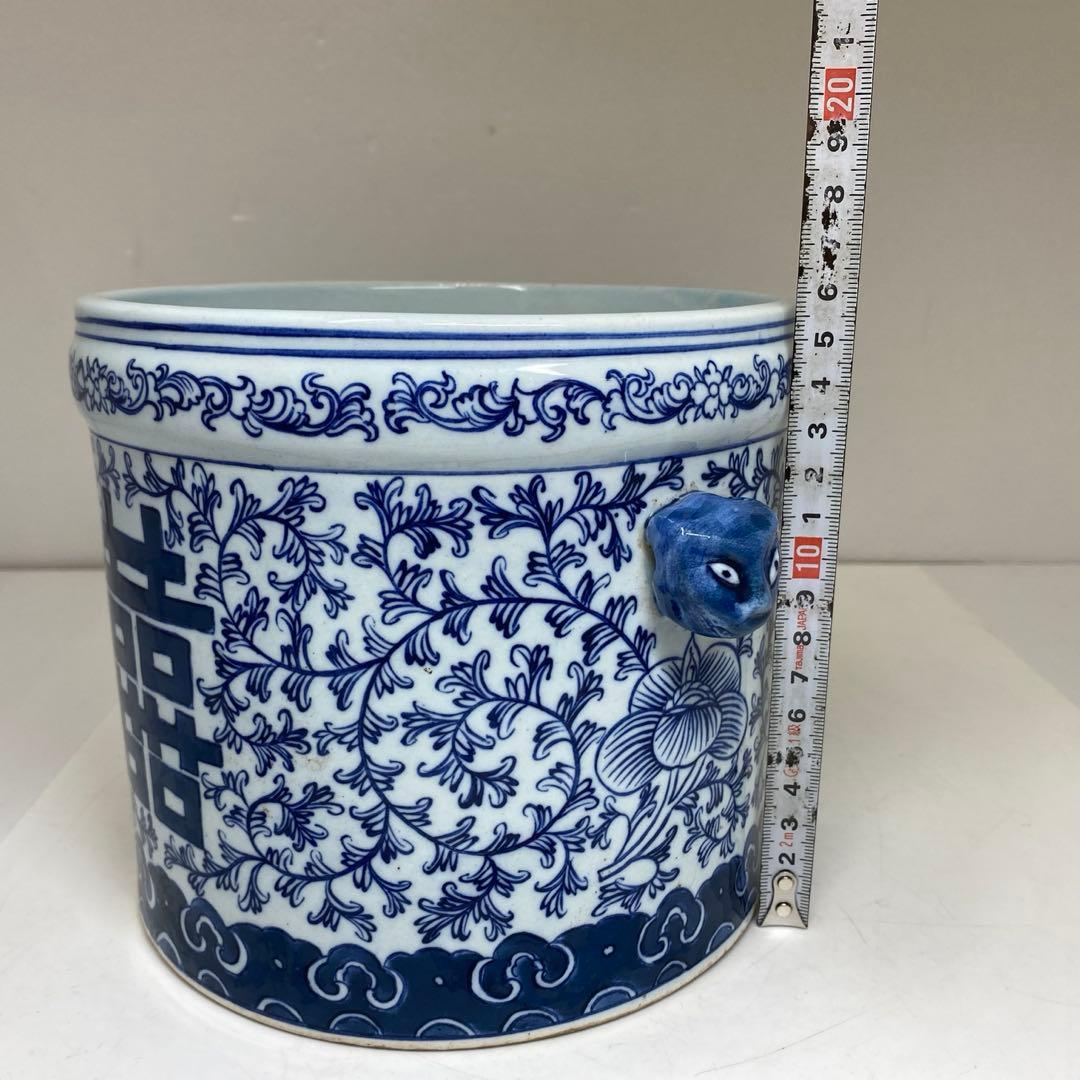 中国清時代　オランダ写青花　水指　高さ約15.8㎝　東さ7-0616☆2F